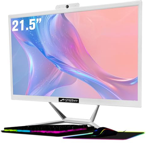 STGsivir Ordinateur de Bureau Tout-en-Un, écran 21.5, Core i5 jusqu'à 3.6 GHz, RAM 16 Go, SSD 512 Go, WiFi, Bluetooth 5.0, Windows11 Pro, White