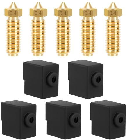 Anycubic Kobra 3,3D Drucker Extruder Hotend 0.4mm Düse Kit,3D Drucker Zubehör,5PCS 0.4mm Messingdüsen und 5PCS Silikonsockel für Kobra 3,Kobra 3 Messing Düsen
