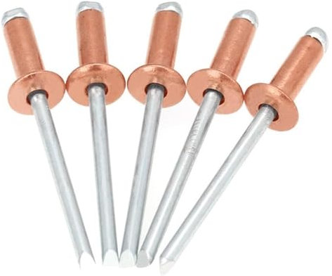 Rivetti in rame, rivetti ciechi in rame da 30/50 pezzi, rivetti in acciaio rame bronzo di tipo aperto con testa a cupola(3.2x4 Mm,50Pcs)