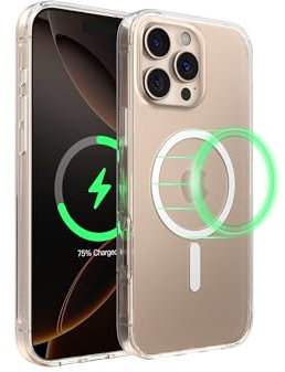 Belkin SheerForce Cover per iPhone 16 Pro Max, custodia per telefono compatibile con MagSafe, design sottile e rivestimento antigraffio, cover protettiva per iPhone magnetica, antiurto - trasparente