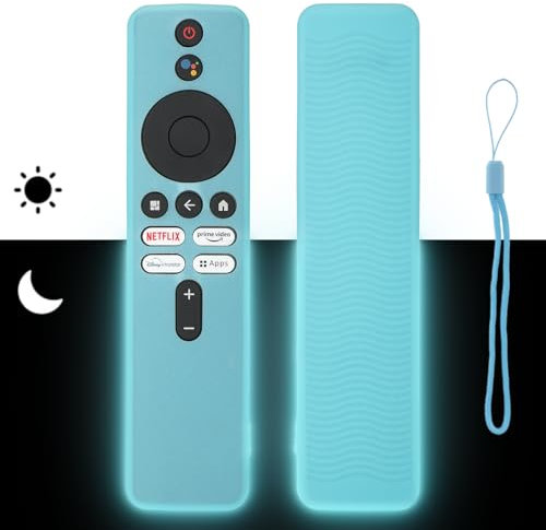 Funda para Mando a Distancia de Silicona Compatible con TV BoxS XMRM-M8 XMRM-M3 TV Voz Mando a Distancia Cubierta Protectora a Prueba de Choques con Cordón (Azul Fluorescente)