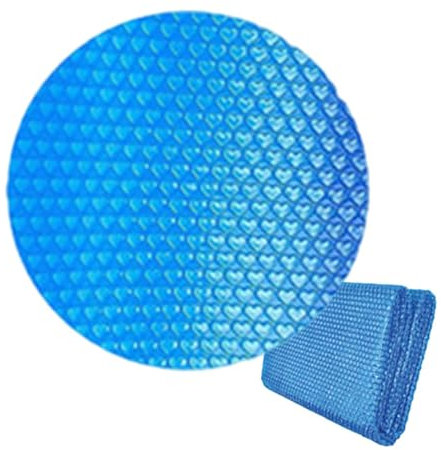 Bache a Bulle Piscine Ronde 240cm, Bache Chauffante Piscine en Coeurs Bulle, Couverture Solaire pour Piscinehors Sol, Toile Imperméable épaisse en PE, Anti-Poussière, Coeurs Bleus