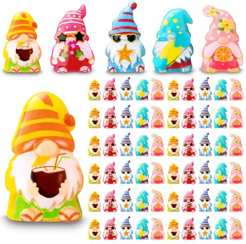 DoubleFill 60 Pcs Mini Summer Gnomes Figurines, 5 Styles
