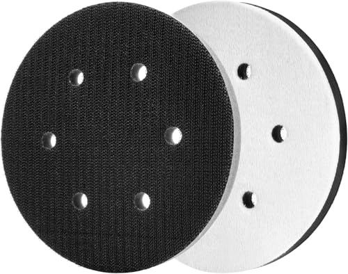 CYTGOUPER 2 Stück Schwamm Interface Pad, Geräuschdämpfende Schleifpapier 150mm Klett, Schleiftellerschoner Softauflage für Selbstreinigende Polier und Schleifmaschinen (6 Löcher)