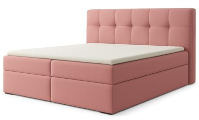 A&J MöbelLand Boxspringbett 200x200 mit Bettkasten und Lattenrost – REF, Bett mit Matratze H4 und Stauraum in Rosa