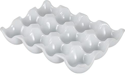 GARIOUANS Support à Œufs en Céramique Blanc 12 Cases Design Rainuré Anti-collision Facile à Utiliser pour Pêche et Barbecue
