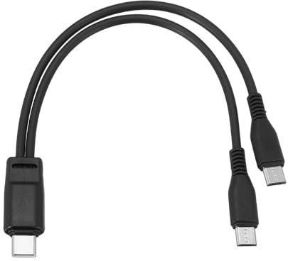 sourcing map Multi USB Type C Male to 2 Dual Micro USB Male 2 in 1 Splitter Charging Cable Cord 8 Inch or Phone Power Bank Tablet, 5V 2A, Black