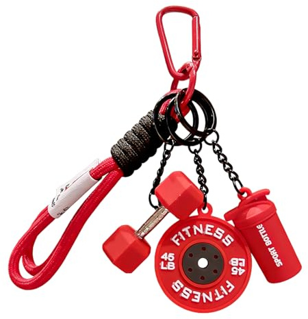 BelleFlair Porte-clés Fitness avec haltère, poids, accessoires de gym mignons pour femmes et hommes, accessoires pour clés de voiture CrossFit