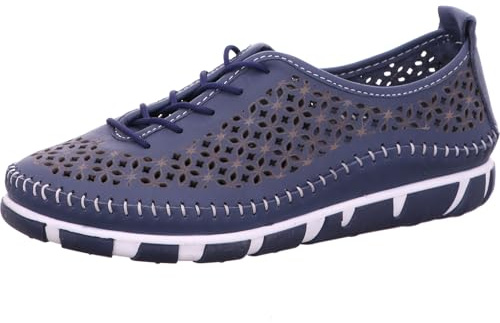 Gemini Damen Schnürschuh perforierter Leder Halbschuh mit Wechselsohle 395438-01