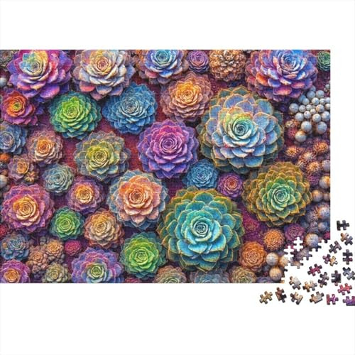 Plantes Succulentes Puzzle 1000 Pièces Jeu de Puzzle 1000 Pièces Papier pour Adultes Coloré Déco Maison Cadeau 70x50cm/1000pcs