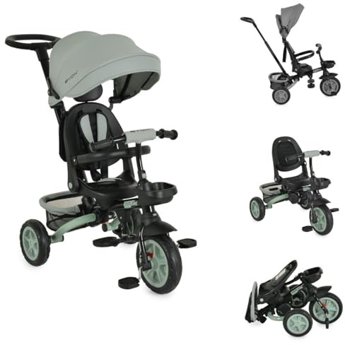 Byox Tricycle Explore 3 in 1 Dreirad umkehrbarer Sitz Schiebegriff Körbe Pedale hellgrün