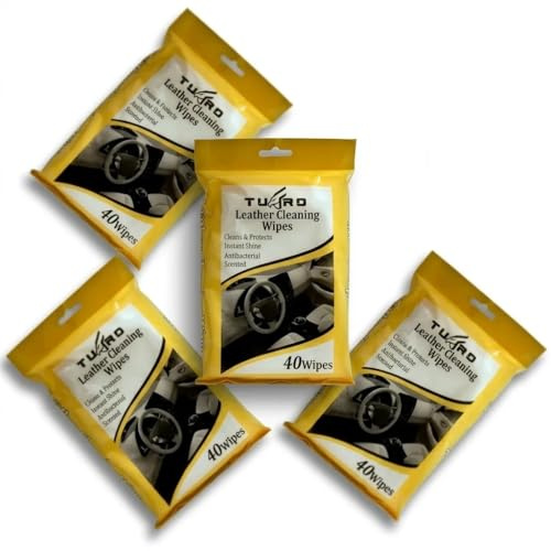 4‑in‑1 Multi‑Purpose Leather Cleaning Wipes | Removes Dirt & Grime While Protecting Leather Surfaces | Car, Furniture, Sofa, Bags | Detailer, Protector & Antibacterial Wipes (160 Wipes in 4 Packs)