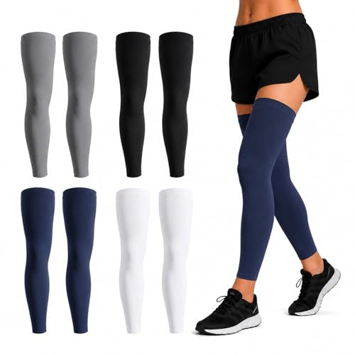 GEEKPC Lightweight Leg Compression Sleeves, UPF 50+ Sun Protection, Breathable Moisture-Wicking Full Leg Sleeves for Running Gym Cycling Sports