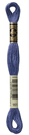 DMC 117-161 Mouline Stranded Cotton Six Strand Embroidery Floss Thread, Grey Blue, 8.7-Yard