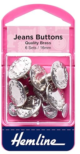 Hemline Jean Buttons 16mm Nickel/Silver