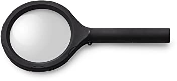 Maximex Lupe mit LED Beleuchtung, Große Leselupe mit 2,5-fache Vergrößerung, 6 superhellen LEDs & Softgrip-Oberfläche, handlich und leicht, extra große Linse (8,5 cm)