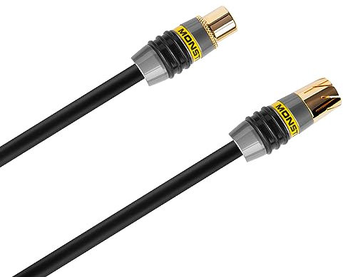 MONSTER - Câble d'Antenne Coaxial - pour Téléviseurs 100 Hz - Quadruple Blindage en Feuilles Métalliques et Tresse de Cuivre - Conducteur en Cuivre Multibrin - Garanti à Vie - 1,5 m