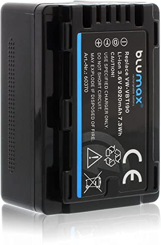blumax VW-VBT190 Akku kompatibel mit diversen Panasonic Kameramodellen 2020mAh 3,6V 7,3Wh mehr leistung als Original akku