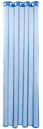 Gardine mit Ösen, Transparent Voile 140 x 245cm (Breite x Länge) in blau - Mittelblau, Ösenschal in vielen weiteren Farben und Größen