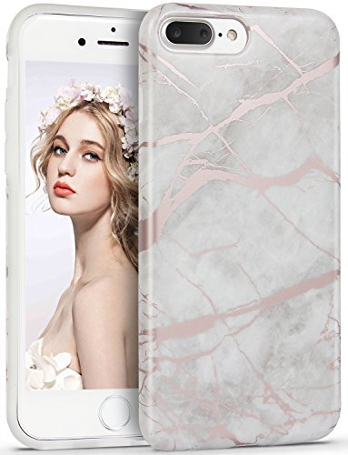 IMIKOKO® Hülle für iPhone 8 Plus/iPhone 7 Plus Marmor Hülle Matt Soft Silicone Slim TPU Handytasche Flexible Schutzhülle Soft Back Cover Gummi Dünn