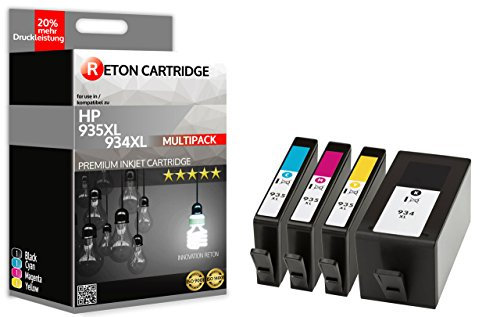 4 Original Reton Druckerpatronen | 20% höhere Druckleistung | kompatibel zu HP 934XL 935XL für HP Officejet 6810, 6812, 6815, 6822, Pro 6230, Pro 6820, Pro 6830, Pro 6835
