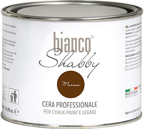 bianco Shabby Professional Brown Wax for Decoration and Restoration with Beeswax and Carnauba Wax (500ml)