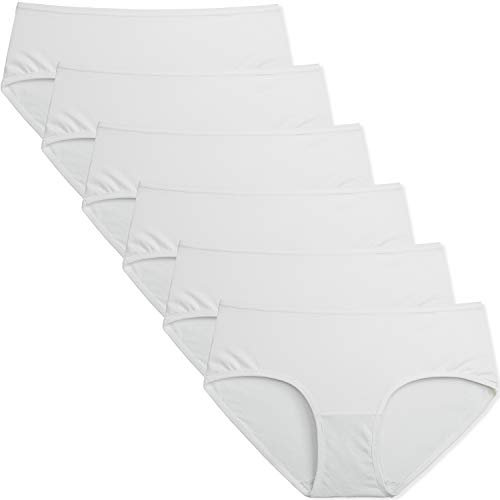 INNERSY Slip Damen Baumwolle Mädchen Unterwäsche Sommer Weiß Hipsters 6er Pack (XXL/46 EU, 6 Cremeweiß)