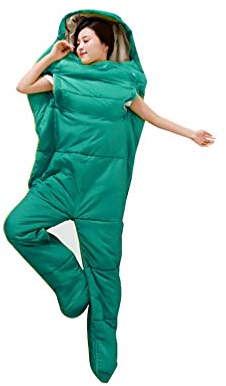 WING Leicht Schlafsack/Anzug mit Armen & Beinen, 4 Jahreszeiten Winter kleines packmag Tragbarer Schlafsackanzug Erwachsenen Für Reise Camping Oder Krankenhaus Im Freien, 80 * 210cm,Grün