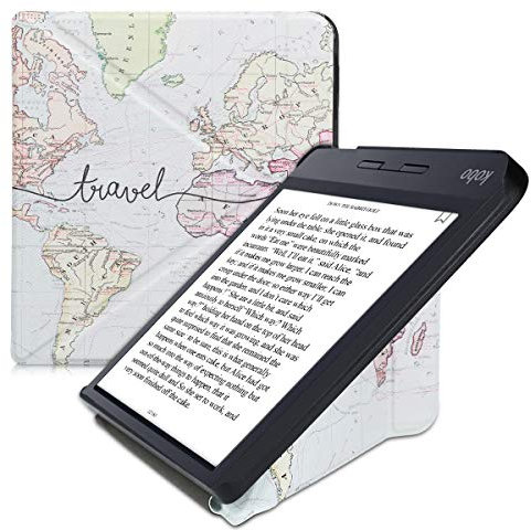 kwmobile Coque liseuse Compatible avec Kobo Libra H2O - Coque étui de Protection à Rabat en Simili Cuir - Noir-Multicolore