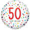Amscan 4201501 - Standard Folienballon Konfetti 50 Happy Birthday, 43 cm, Geburtstag, Dekoration, Heliumballon