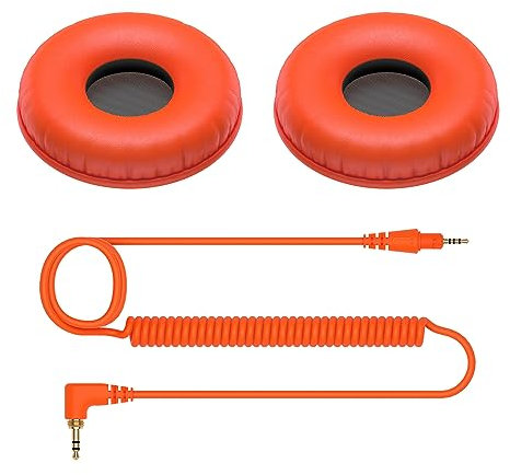 Pioneer DJ HC-CP08-M Cuscinetti E Cavo SPIRALATO per Cuffie Pioneer HDJ-CUE1 (Arancione)