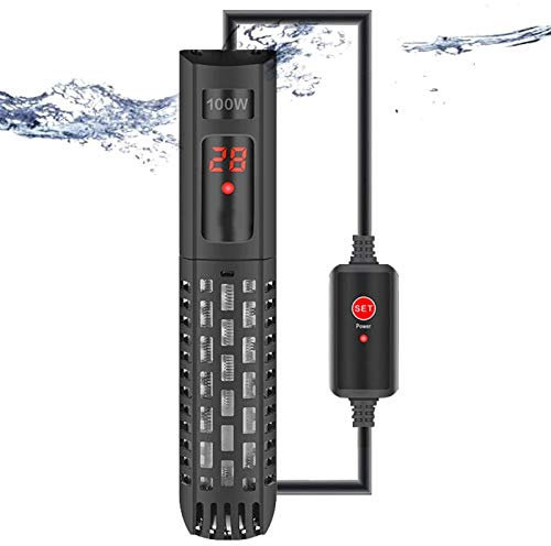 50-500W Chauffage Aquarium, Avec Contrôleur De Thermostat Numérique À LED Et Thermomètre, Appareil De Chauffage D'aquarium À Quartz Protecteur Anti-Déflagrant Pour Tortue Betta Petit Aquarium,500W