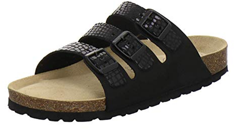 AFS-Schuhe 2133 sportliche Damen Pantoletten aus Leder, praktische Arbeitsschuhe, Bequeme Hausschuhe, Made in Germany (40 EU, schwarz/Crocco)