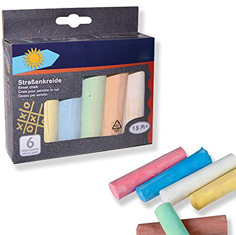 Smart-Planet Straßenmalkreide 6 Stück ca. 2 x 10 cm Kreide in 6 Farben für Kinder zum Malen auf der Straße Malkreide - Straßenkreide abwaschbar