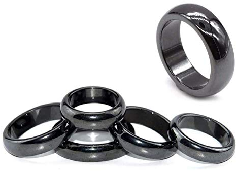 Akemaio 5Pcs Hämatit Ring Angst Gleichgewicht Wurzel-Chakra absorbiert negative Energie-Finger-Ringe Frauen Männer