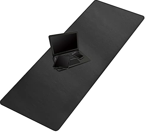 Cacoy 1600x600 mm PU Leder Schreibtischunterlage, Verlängertes Gaming-Mauspad XXL, Wasserdichte Große Schreibtisch-Schreibmatte für Büro und Zuhause, Erweitertes Unterlage Schreibtisch (Schwarz)