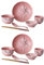 HEMOTON Juego de vajilla Japonesa de cerámica con Cuencos, Platos, cucharas, Palillos, platillos para el hogar, vajilla para Boda, Navidad, casa, Regalo de Calentamiento Rosa
