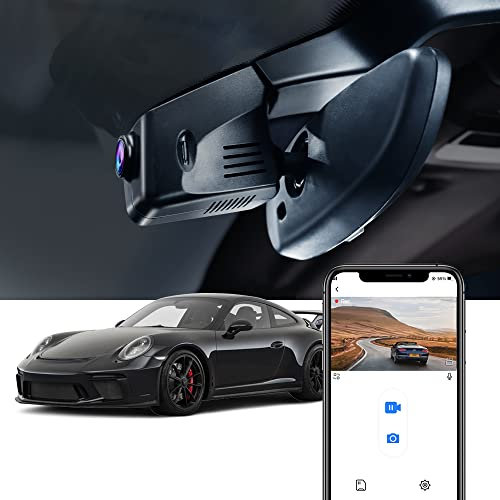 Fitcamx DashCAM Adecuado para Porsche 718 Boxster Cayman 981 982 987, 911 Turbo 991 (Model C), OEM Camera Coche 4K WiFi, Monitor de Aparcamiento vídeo UHD, G-Sensor, Visión Nocturna, Tarjeta de 64 GB