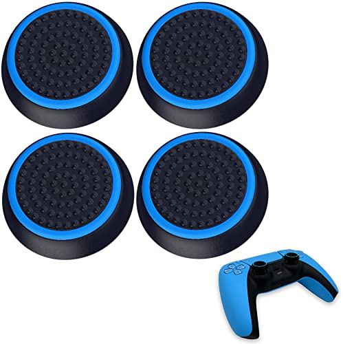 MatoSan® Set de Cubiertas de Silicona para Stick – Compatible con mandos PS5 y PS4 – Mejora de Agarre y Protección – Accesorios para Controladores Gaming(4 Piezas Azul)