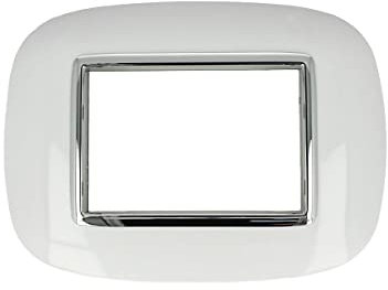 Placca Oval Orbis Compatibile Axolute effetto Lucido Placche copri prese elettriche pulsante incasso Bianco Oro Lucido Cromo Silver Sabbia Bronzo Nero 3 Moduli Posti (BIANCO cod.00)
