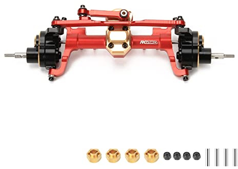 RCAWD Vorderportal-Achsengehäuse und Stahlgetriebe für axiale 1-24 SCX24 Crawler, verbessertes Teil (rot)