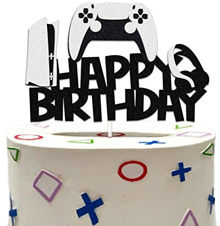 Video Game Cake Toppers Game Controller Cake Decoration with Glitter Game for Video Game themed Party