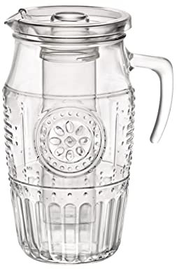 Romantic Krug (Karaffe mit Eisbehälter und Plastikdeckel, 1.8 Liter, Glas, transparent, Wasserkaraffe)