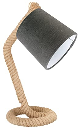 Fischer & Honsel|Tischleuchte, Yara|natur|Hanfseil, Stoffschirm Leinen grau|B: 17,00 cm, H: 37,50 cm|Ausl. Wand: 25,00 cm|mit Schnurschalter|1x E27 max. 40,0 Watt|50646