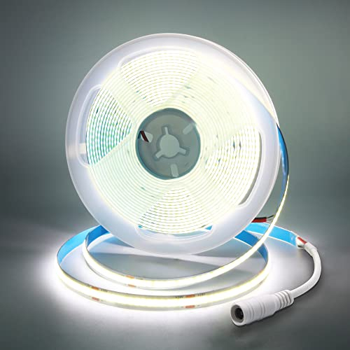 Lam(MS)pen 5M COB LED Streifen Kaltweiß 6000K, DC 24V COB LED Stripe Band 320LEDs/M,Flexible Hohe Dichte keine Lichtpunkte 8mm Breite Lichtband für Küche,Home DIY Dekoration(Ohne Netzteil)