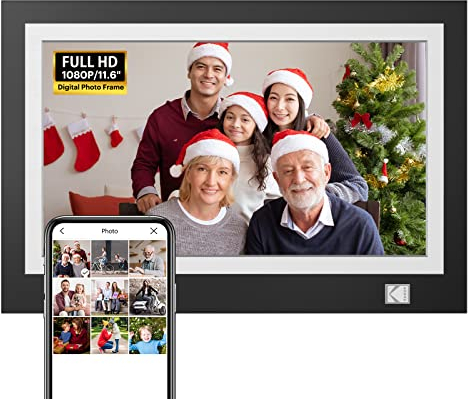 WiFi Digitaler Bilderrahmen, HD 1920 * 1080 KODAK Touch Elektronischer Bilderrahmen 11.6 Zoll, Intelligenter Elektronischer Bilderrahmen mit 32GB Speicher weiß