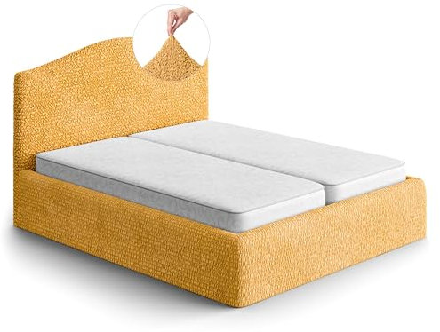 PAULATO Husse für Doppelbett über das Kopfteil und Grundgestell rüberziehen, Husse für Boxspringbetten 130-180cm Mikrofaser, bi-elastisches, kratzfestes und maschinenwaschbares Gewebe Made in Italy