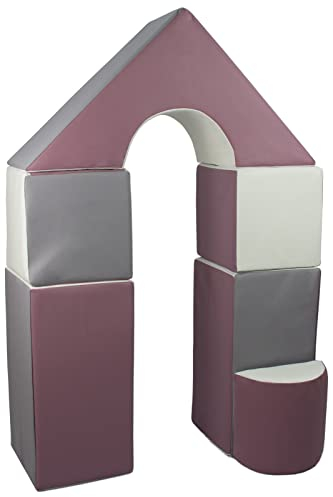 Velinda 6-TLG. Mini-Schloss-Set Groß-Softbausteine Schaumstoffbausteine Riesenbausteine (Farbe: weiß, grau, violett)