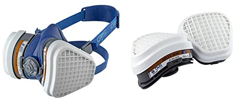 GVS SPR496 Elipse Maske mit A2P3 Filter gegen organische Gase und Dämpfe bis 5000 ppm und Staub, M/L & GVS SPR497 Paar A2P3 Ersatzfilter