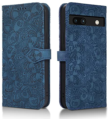 Succtopy Handyhülle für Google Pixel 7a - PU Leder Klapphülle mit Kartenfächer und Standfunktion, Flip Wallet Cover Case Schutzhülle, Blau